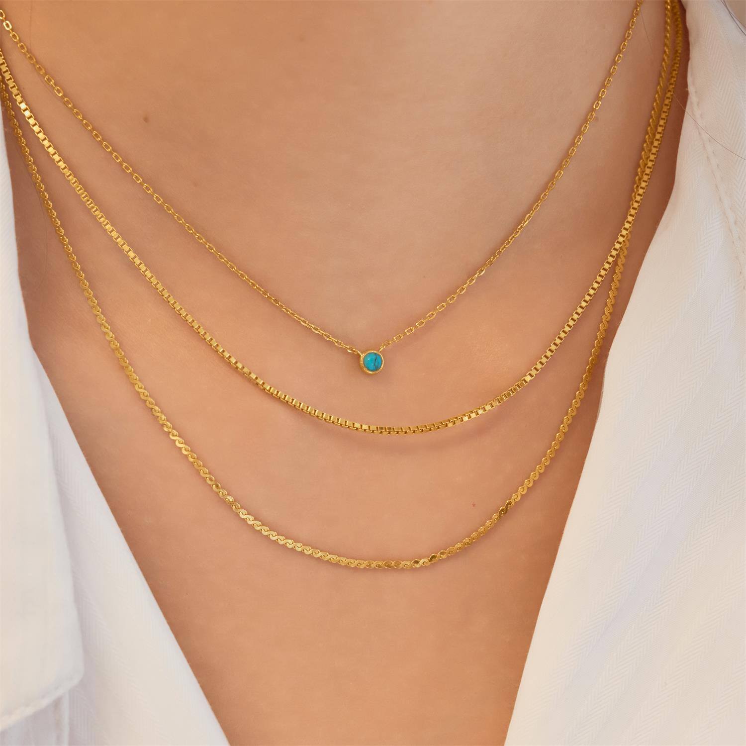 Ripple Joy - Zilver / 14kt GP - Turkoois - 45cm